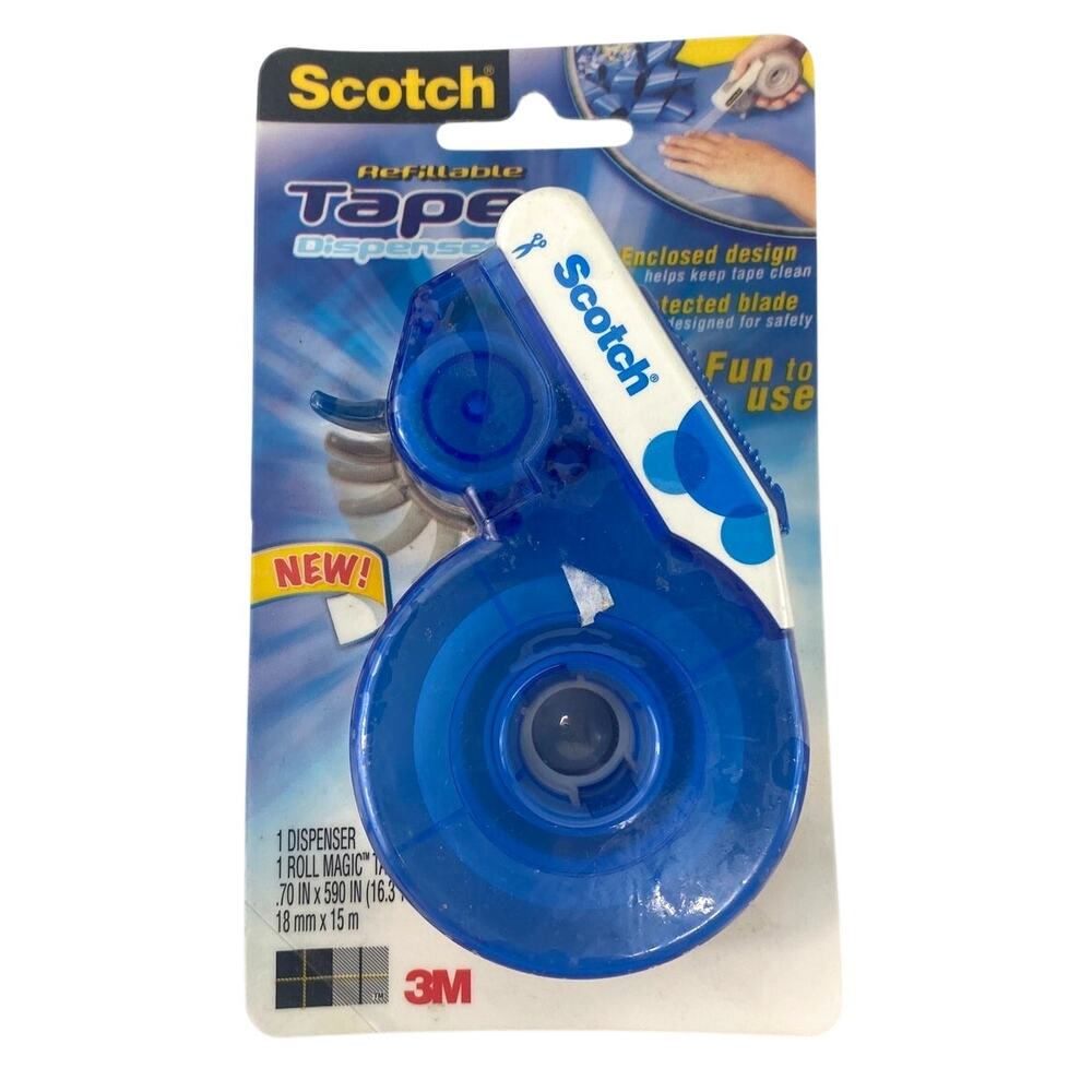 Vintage 2006 3M Scotch Blue Refillable Tape Dispenser H103R Discontinued NOS
